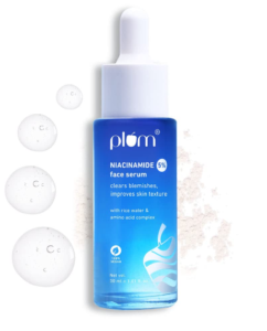 Plum 5% Niacinamide Confront Serum for Clear, Shinning Skin blurs| Flaws & Dim Spots| With Rice Water |Lightweight| Tenderfoot Neighborly | All Skin Sorts| Ladies & Men | Fragrance-Free | 100% Vegetarian | 30 ml