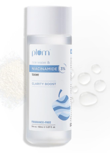 Plum 3% Niacinamide & Rice Water Confront Toner | With Rice Mature Extricate | Alcohol-Free Toner blurs| Flaws, Brightens Skin | Smoothens Skin | Fragrance-Free | 100% Veggie partner| ml