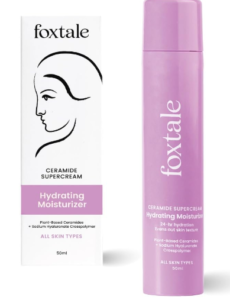 Foxtale 5x Hydrating Ceramide Moisturizer for Confront, Miniaturized scale Hyaluronic Corrosive & 3 Ceramides, Lightweight, Quick Retaining, Repairs Skin Boundary and Surface, Acne-safe, Men ladies& 50ml