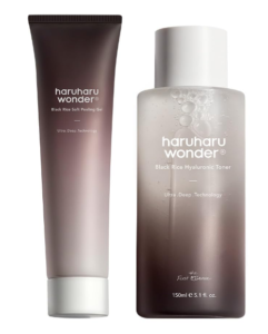 Haruharu Ponder Dark Rice Delicate Peeling Gel 3.4 fl.oz and Dark Rice Hyaluronic Toner