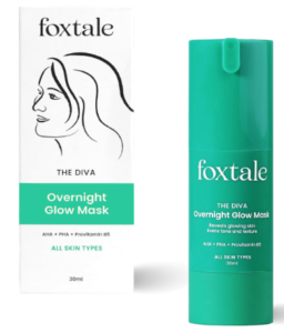 Foxtale The Diva Overnight Gleam Cover, 4% Glycolic Corrosive, 3% Lactic Corrosive, 30 Moment Salon like Brightening Facial for Clear, Smooth & Delicate Skin, Men & Ladies
