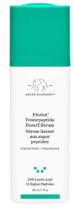 Drunk Elephant Protini Powerpeptide Resurf Serum. Reinforce and Reemerge Confront Serum with 10% Lactic Corrosive and 11 Flag Peptides