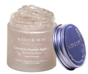 Mary&May Veggie lover Calendula Peptide Imperishable Resting Cover 110g, Profound Hydration, Calendula petals, 25 sorts peptide, Hyaluronic, Gel sort, Korean Facial Veil, marynmay