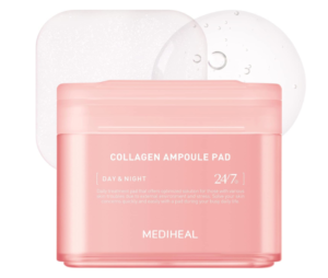 MEDIHEAL Collagen Ampoule Cushion – Square Cotton Facial Toner Cushions Collagen & Ceramide - Skin Firming & Reestablish Versatility - Fix Wrinkles & Lines - Vegetarian Eco Silk Wipes