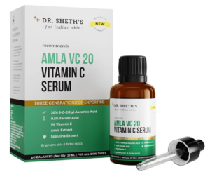Dr. Sheth's Amla VC20 20% Vitamin C Serum For Shining Skin, Pigmentation With 0.5% Ferulic Corrosive & 1% Vitamin E | For Ladies & Men | Confront Serum For All Skin Sorts