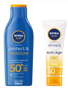NIVEA SUN bundle: Secure & Brilliance Confront Cream, UV Security, SPF 50+, Tube 50ml + Secure & Dampness Moisturizer, UV Security