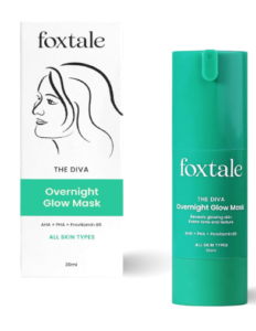 Foxtale The Diva Overnight Shine Veil, 4% Glycolic Corrosive, 3% Lactic Corrosive, 30 Moment Salon like Brightening Facial for Clear, Smooth & Delicate Skin
