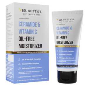 Dr. Sheth's Ceramide & Vitamin C Oil - Free Moisturizer| Lightweight Moisturizer to Hydrate & Brighten Skin | With Vitamin C, Ceramide & Ashwagandha