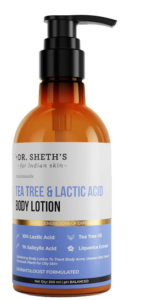 Dr. Sheth's Tea Tree & Lactic Corrosive Body Salve With 1% Salicylic Corrosive | Ph Adjusting Moisturizer | Makes a difference To Diminish Body Skin break out, Uneven Skin Tone