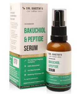 Dr. Sheth's 0.5% Bakuchiol & 3% Peptide Confront Serum for Maturing, Fine Lines, Wrinkles, Harmed Skin, Bluntness with 4% Niacinamide & Evening Primrose Oil For Ladies & Men For All Skin Sorts