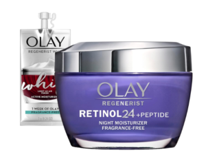 Olay Regenerist Retinol Moisturizer, Retinol 24 Night Confront Cream with Niacinamide, Anti-Wrinkle Fragrance-Free 1.7 oz, Incorporates Olay Whip Travel Measure for Dry Skin